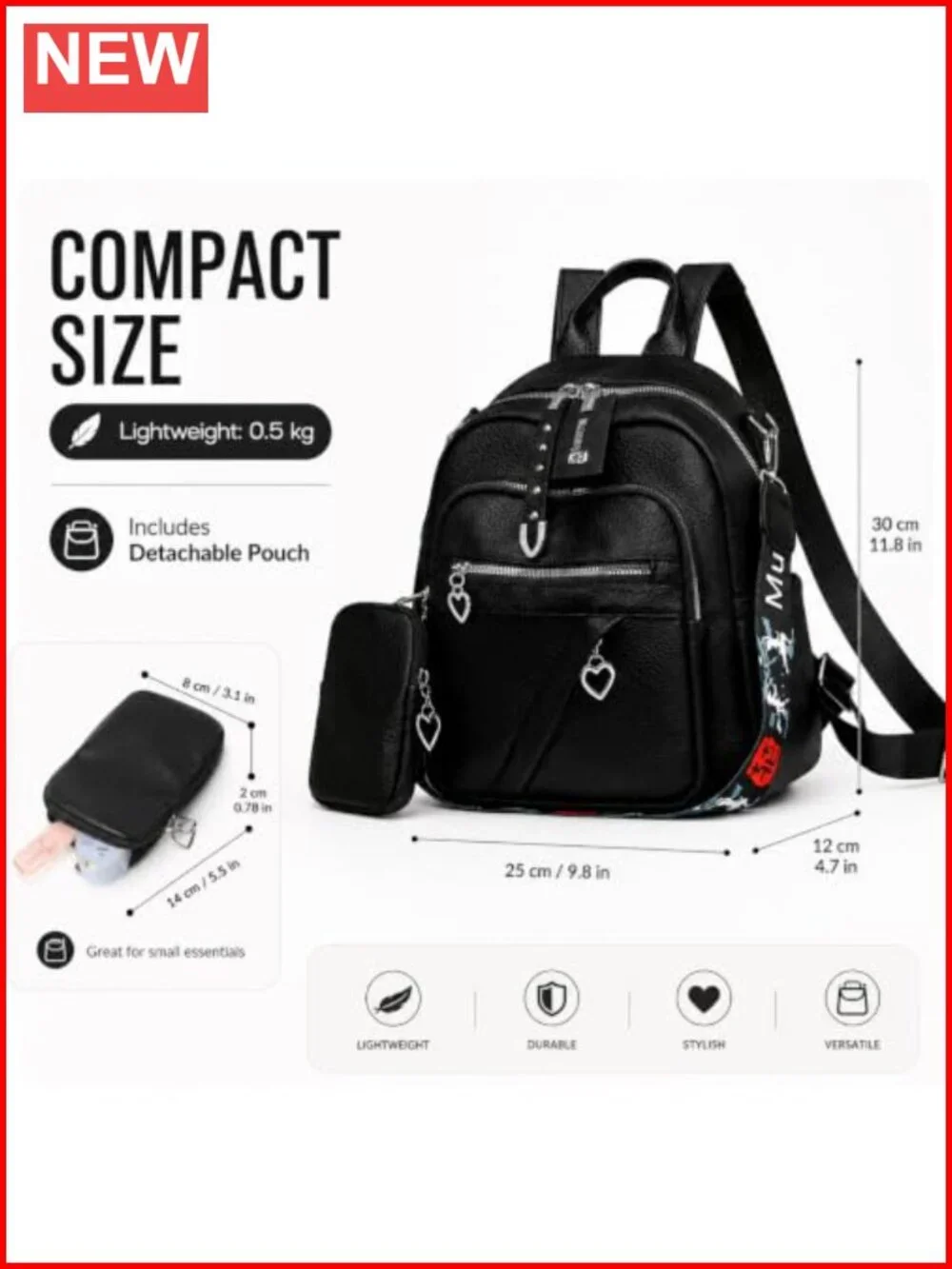 Women's 3-Way Convertible Vegan Leather Backpack Purse